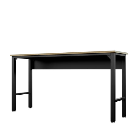 Fortress Natural Wood and Steel Garage Table in Charcoal Grey - Ornate Home