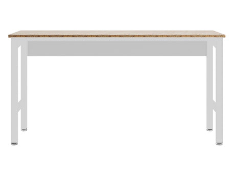 Fortress Natural Wood and Steel Garage Table in White - Ornate Home