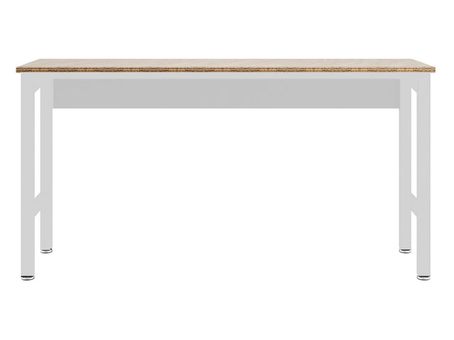 Fortress Natural Wood and Steel Garage Table in White - Ornate Home