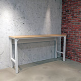 Fortress Natural Wood and Steel Garage Table in White - Ornate Home