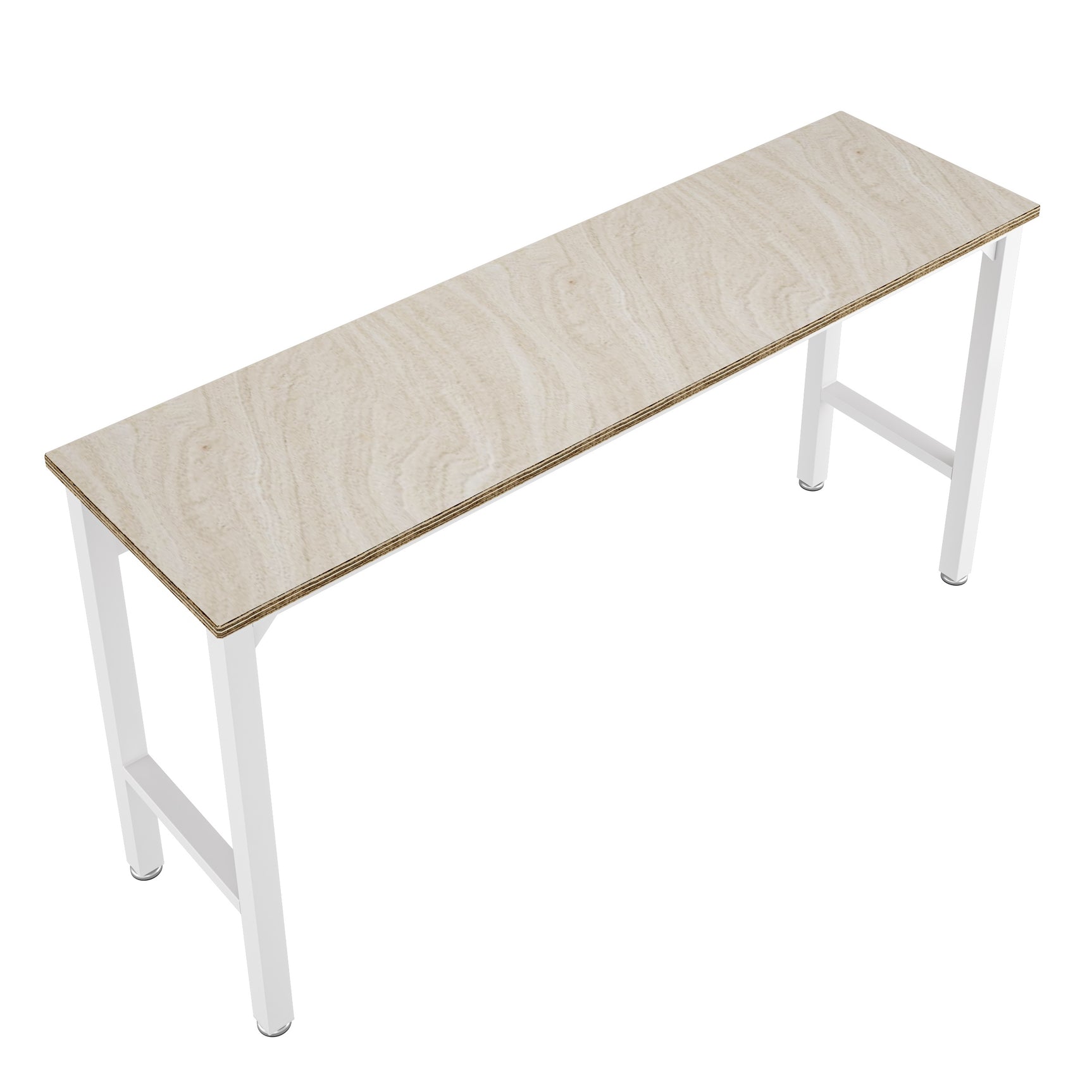 Fortress Natural Wood and Steel Garage Table in White - Ornate Home