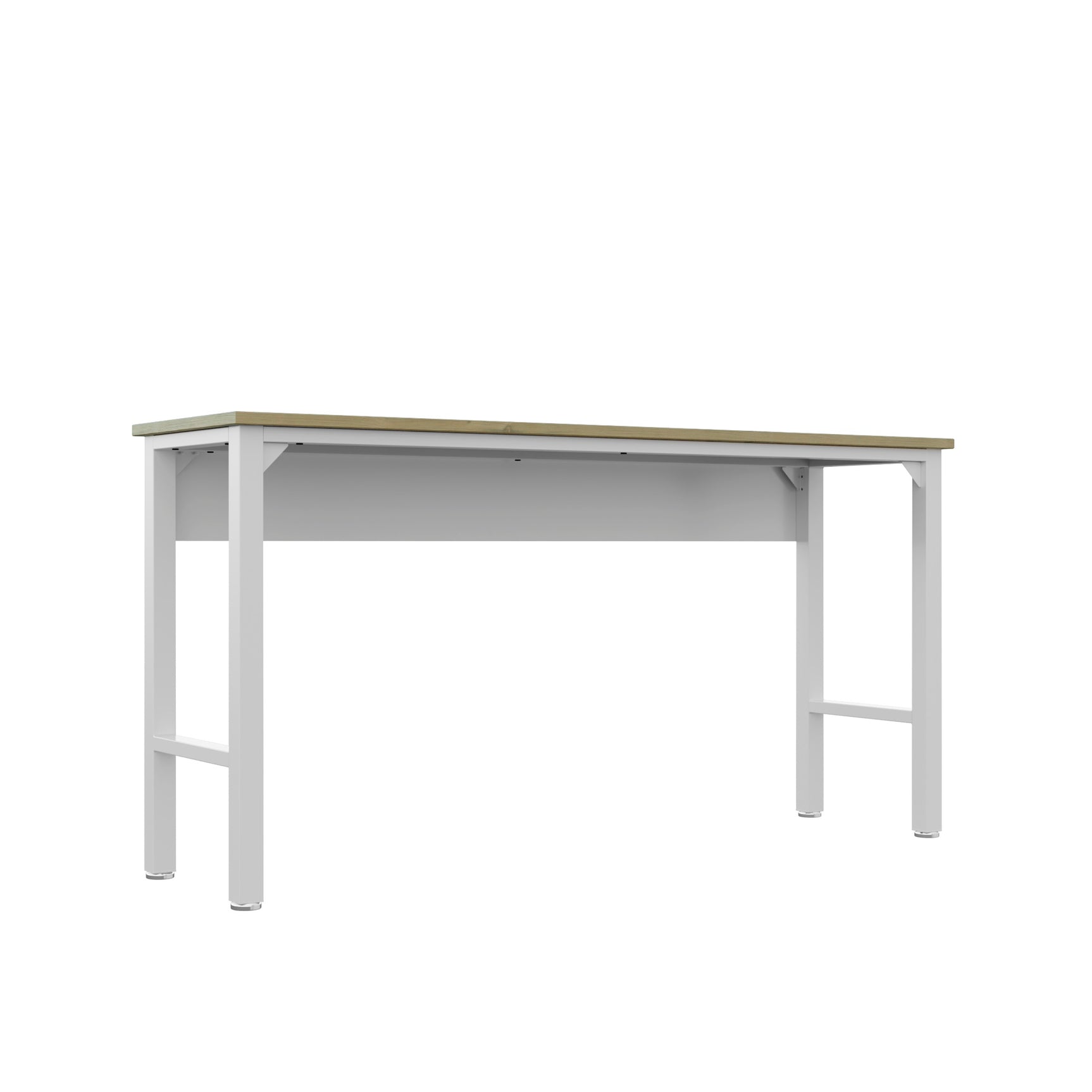 Fortress Natural Wood and Steel Garage Table in White - Ornate Home