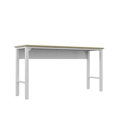 Fortress Natural Wood and Steel Garage Table in White - Ornate Home