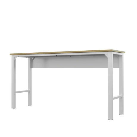Fortress Natural Wood and Steel Garage Table in White - Ornate Home