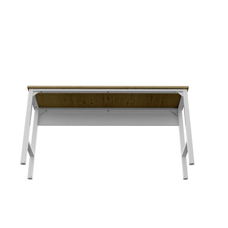 Fortress Natural Wood and Steel Garage Table in White - Ornate Home
