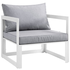 Fortuna White/Gray 6 Piece Outdoor Patio Sectional Sofa Set - 60x120" - Ornate Home