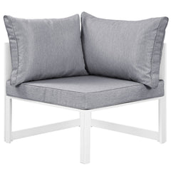 Fortuna White/Gray 9 Piece Outdoor Patio Sectional Sofa Set - Ornate Home