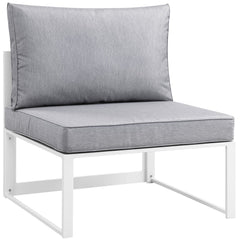 Fortuna White/Gray 9 Piece Outdoor Patio Sectional Sofa Set - Ornate Home