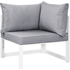 Fortuna White/Gray Corner Outdoor Patio Armchair - Ornate Home