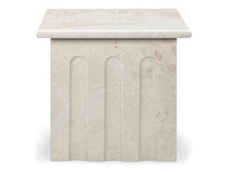 Forum Cream Beige Marble Side Table - Ornate Home