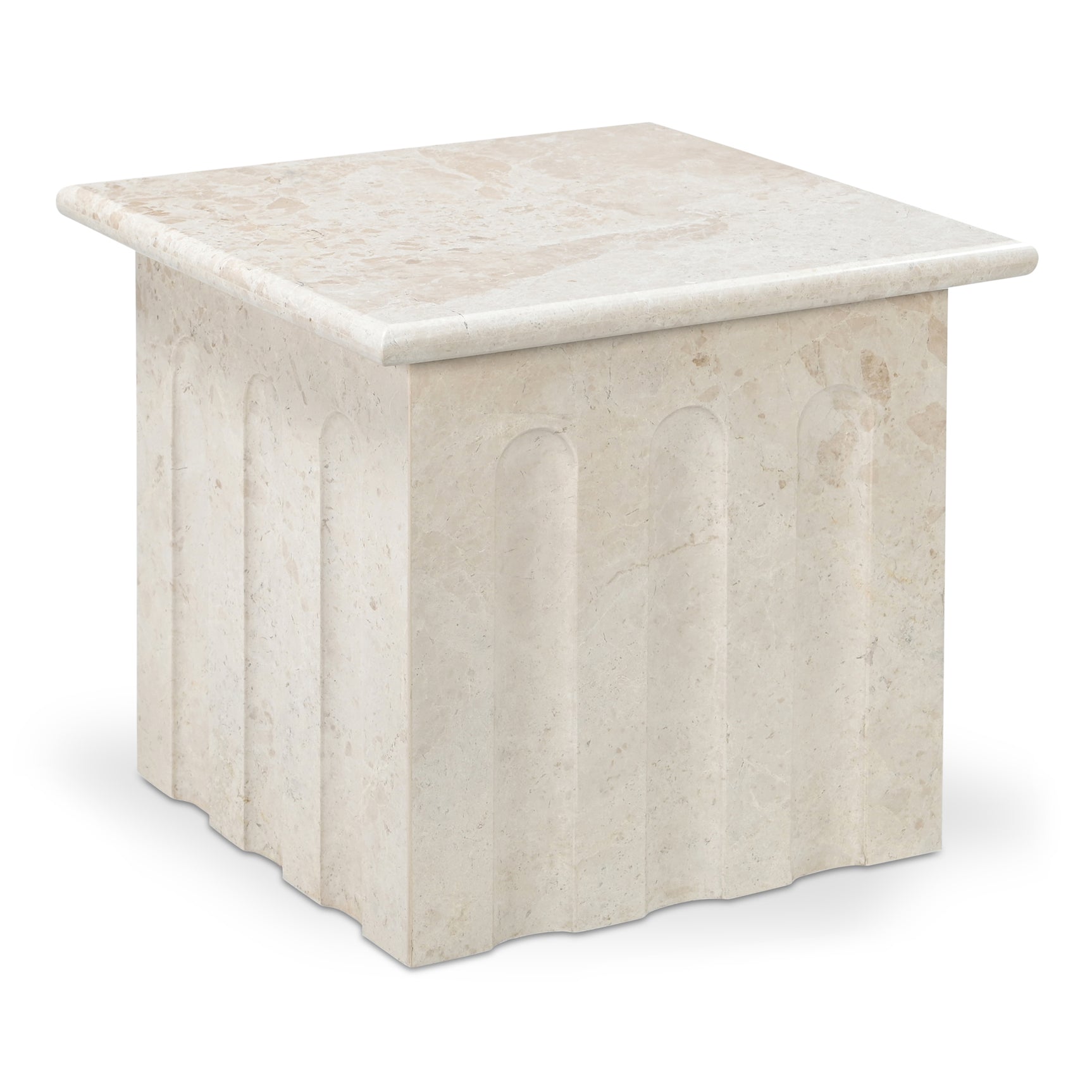Forum Cream Beige Marble Side Table - Ornate Home