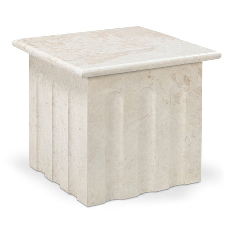 Forum Cream Beige Marble Side Table - Ornate Home