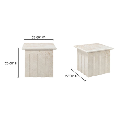 Forum Cream Beige Marble Side Table - Ornate Home