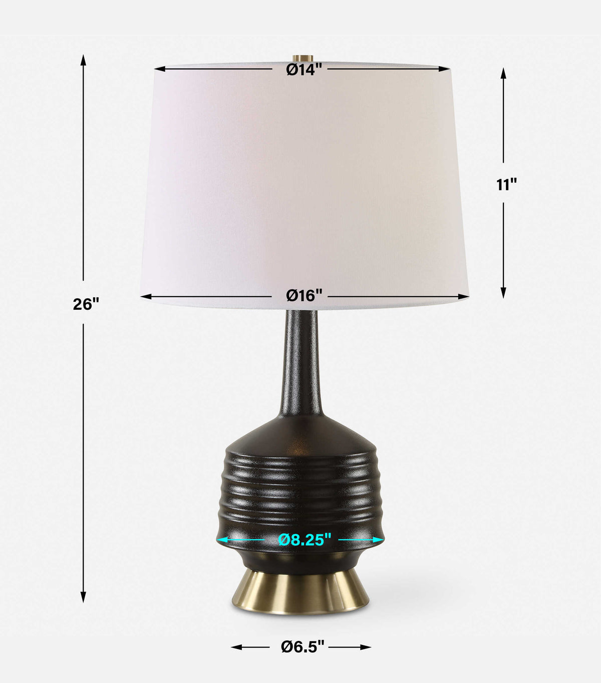Foster Black Glaze Table Lamp - Ornate Home