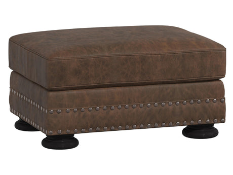 Foster Brown Leather Ottoman - Ornate Home
