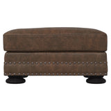 Foster Brown Leather Ottoman - Ornate Home