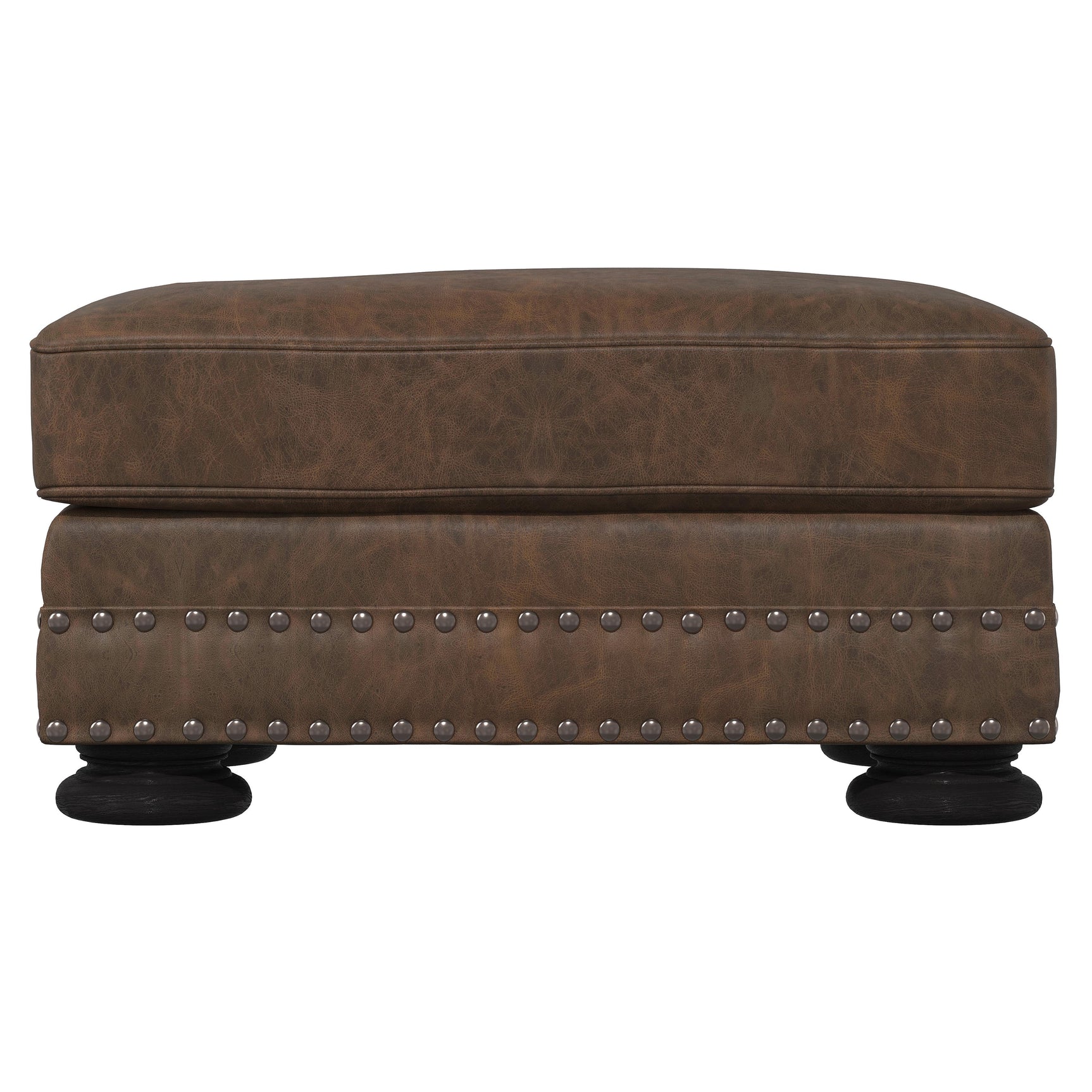 Foster Brown Leather Ottoman - Ornate Home