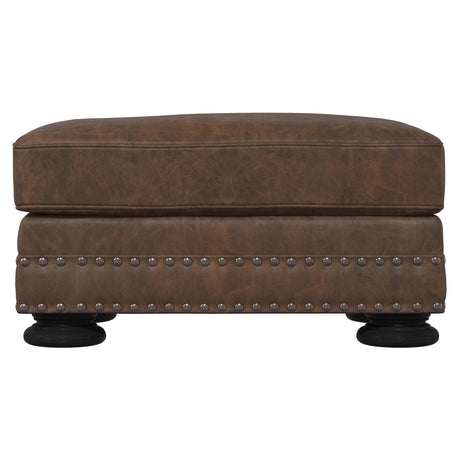 Foster Brown Leather Ottoman - Ornate Home