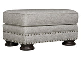 Foster Grey Fabric Ottoman - Ornate Home