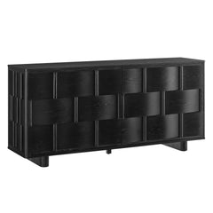 Foundry Black 71" Woven Design Buffet Storage Cabinet - Ornate Home