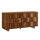 Foundry Walnut 71" Woven Design Buffet Storage Cabinet - Ornate Home