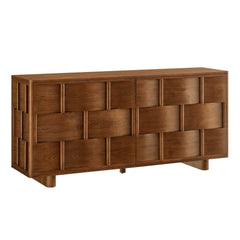 Foundry Walnut 71" Woven Design Buffet Storage Cabinet - Ornate Home