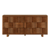 Foundry Walnut 71" Woven Design Buffet Storage Cabinet - Ornate Home