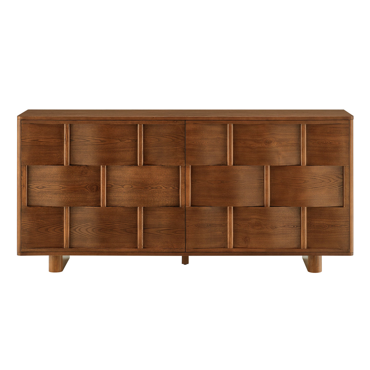 Foundry Walnut 71" Woven Design Buffet Storage Cabinet - Ornate Home