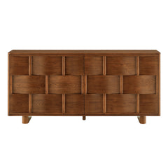 Foundry Walnut 71" Woven Design Buffet Storage Cabinet - Ornate Home