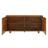 Foundry Walnut 71" Woven Design Buffet Storage Cabinet - Ornate Home