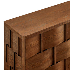Foundry Walnut 71" Woven Design Buffet Storage Cabinet - Ornate Home