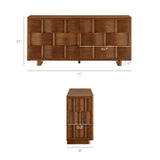 Foundry Walnut 71" Woven Design Buffet Storage Cabinet - Ornate Home