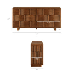 Foundry Walnut 71" Woven Design Buffet Storage Cabinet - Ornate Home