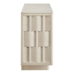 Foundry White Wash 71" Woven Design Buffet Storage Cabinet - Ornate Home
