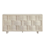 Foundry White Wash 71" Woven Design Buffet Storage Cabinet - Ornate Home