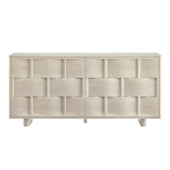 Foundry White Wash 71" Woven Design Buffet Storage Cabinet - Ornate Home