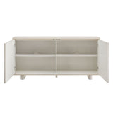 Foundry White Wash 71" Woven Design Buffet Storage Cabinet - Ornate Home