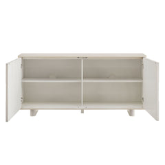 Foundry White Wash 71" Woven Design Buffet Storage Cabinet - Ornate Home