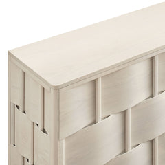 Foundry White Wash 71" Woven Design Buffet Storage Cabinet - Ornate Home