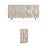 Foundry White Wash 71" Woven Design Buffet Storage Cabinet - Ornate Home