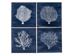Four Corals Blue/White Canvas - Ornate Home