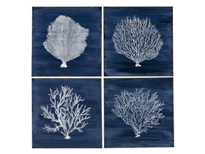 Four Corals Blue/White Canvas - Ornate Home