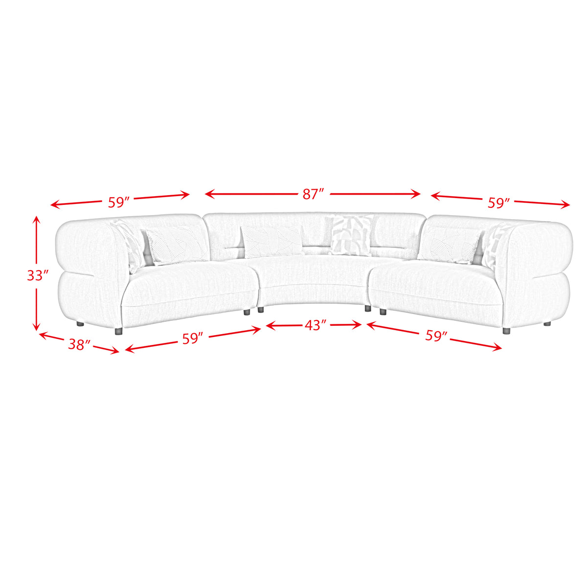 Four Seasons Woolen Camel Sectional with 6 Pillows