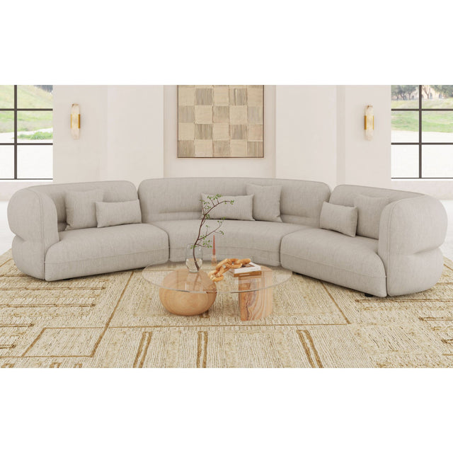 Four Seasons Woolen Camel Sectional with 6 Pillows