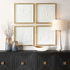 Fourfold Gold/White Framed Prints (Set of 4) - Ornate Home