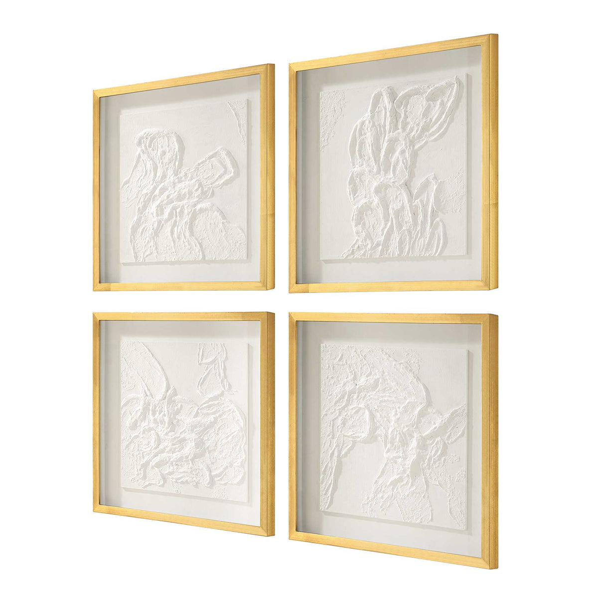 Fourfold Gold/White Framed Prints (Set of 4) - Ornate Home