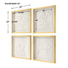 Fourfold Gold/White Framed Prints (Set of 4) - Ornate Home