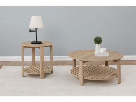 Fowler Natural 2-piece Round Coffee and End Table Set - Ornate Home