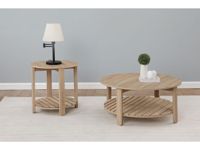Fowler Natural 2-piece Round Coffee and End Table Set - Ornate Home