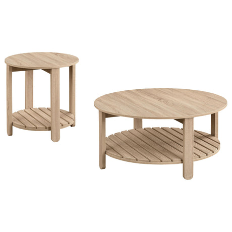 Fowler Natural 2-piece Round Coffee and End Table Set - Ornate Home